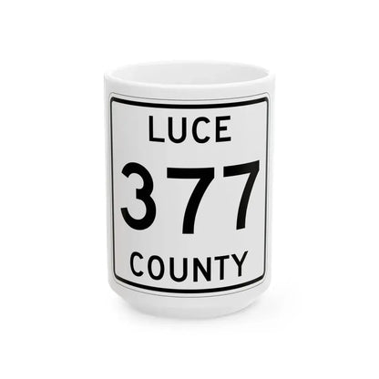 Michigan 377 Luce County (Michigan) (Road Sign) White Coffee Mug 15oz - Go Mug Yourself