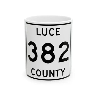 Michigan 382 Luce County (Michigan) (Road Sign) White Coffee Mug 11oz - Go Mug Yourself