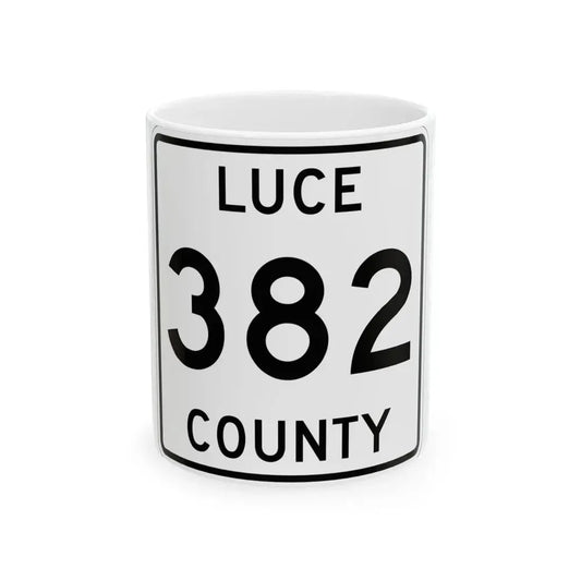 Michigan 382 Luce County (Michigan) (Road Sign) White Coffee Mug 11oz - Go Mug Yourself