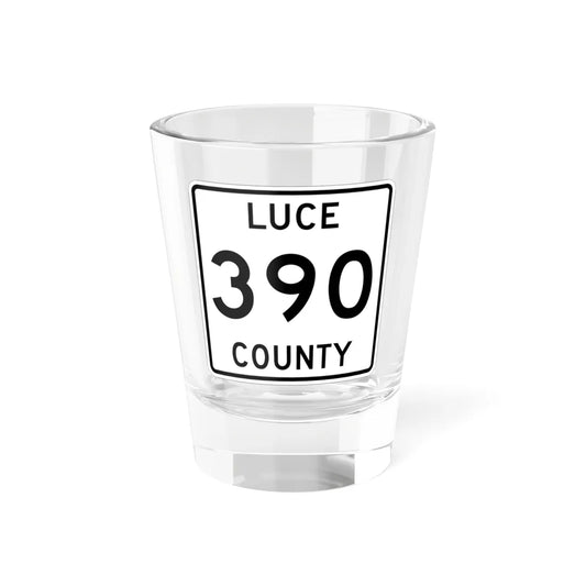 Michigan 390 Luce County (Michigan) (Road Sign) Shot Glass 1.5oz 1.5oz - Go Mug Yourself