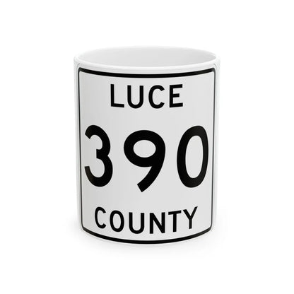 Michigan 390 Luce County (Michigan) (Road Sign) White Coffee Mug 11oz - Go Mug Yourself