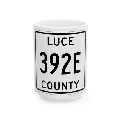 Michigan 392E Luce County (Michigan) (Road Sign) White Coffee Mug 15oz - Go Mug Yourself