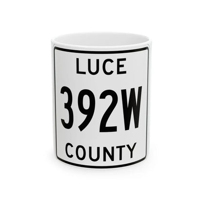 Michigan 392W Luce County (Michigan) (Road Sign) White Coffee Mug 11oz - Go Mug Yourself