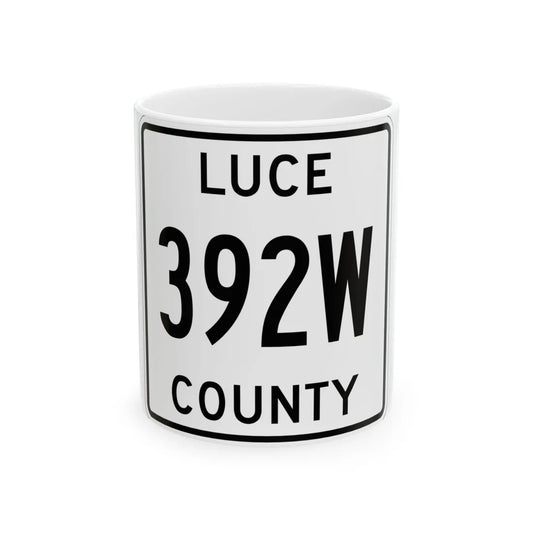 Michigan 392W Luce County (Michigan) (Road Sign) White Coffee Mug 11oz - Go Mug Yourself