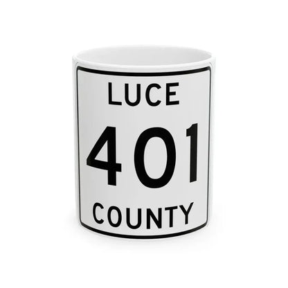 Michigan 401 Luce County (Michigan) (Road Sign) White Coffee Mug 11oz - Go Mug Yourself