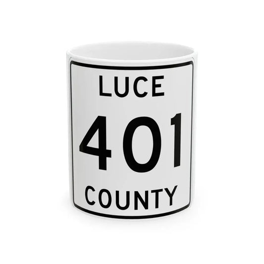 Michigan 401 Luce County (Michigan) (Road Sign) White Coffee Mug 11oz - Go Mug Yourself