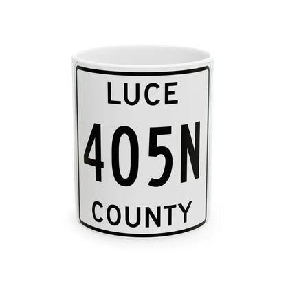 Michigan 405N Luce County (Michigan) (Road Sign) White Coffee Mug 11oz - Go Mug Yourself