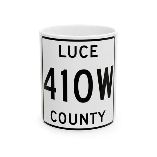 Michigan 410W Luce County (Michigan) (Road Sign) White Coffee Mug 11oz - Go Mug Yourself