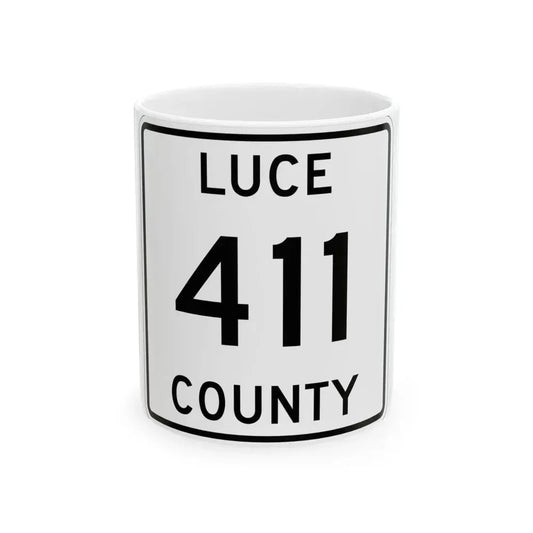 Michigan 411 Luce County (Michigan) (Road Sign) White Coffee Mug 11oz - Go Mug Yourself