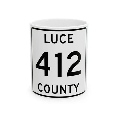 Michigan 412 Luce County (Michigan) (Road Sign) White Coffee Mug 11oz - Go Mug Yourself