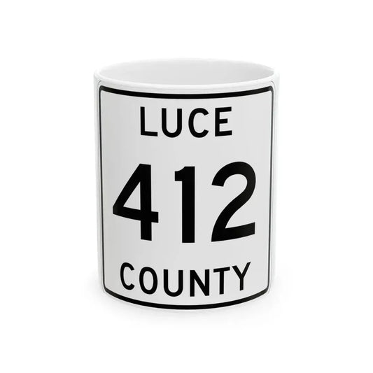 Michigan 412 Luce County (Michigan) (Road Sign) White Coffee Mug 11oz - Go Mug Yourself