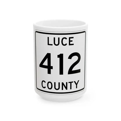 Michigan 412 Luce County (Michigan) (Road Sign) White Coffee Mug 15oz - Go Mug Yourself