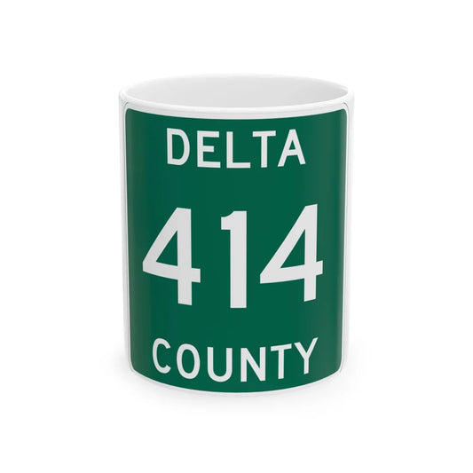 Michigan 414 Delta County (Michigan) (Road Sign) White Coffee Mug 11oz - Go Mug Yourself