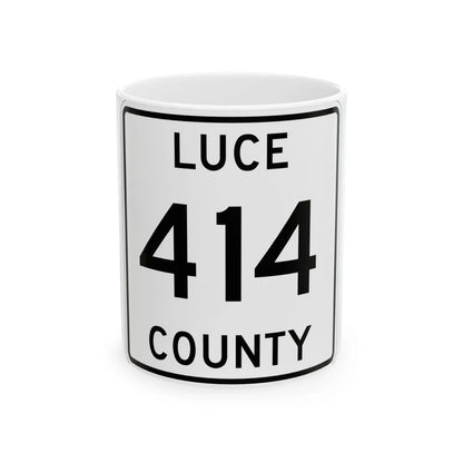 Michigan 414 Luce County (Michigan) (Road Sign) White Coffee Mug 11oz - Go Mug Yourself