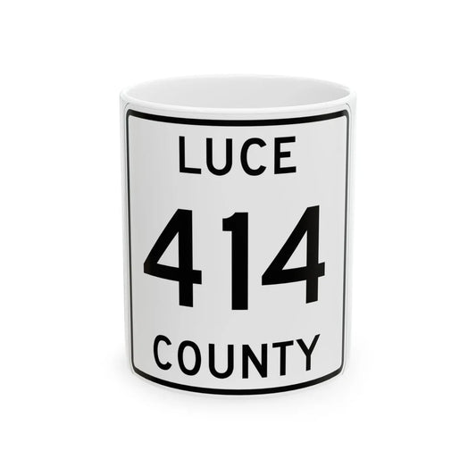 Michigan 414 Luce County (Michigan) (Road Sign) White Coffee Mug 11oz - Go Mug Yourself