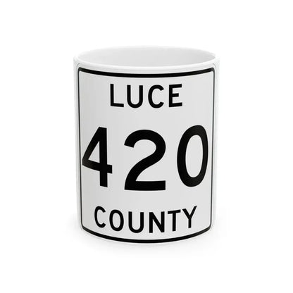 Michigan 420 Luce County (Michigan) (Road Sign) White Coffee Mug 11oz - Go Mug Yourself