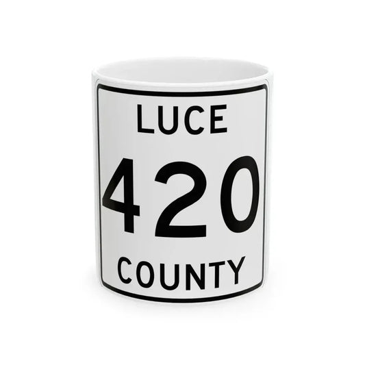 Michigan 420 Luce County (Michigan) (Road Sign) White Coffee Mug 11oz - Go Mug Yourself