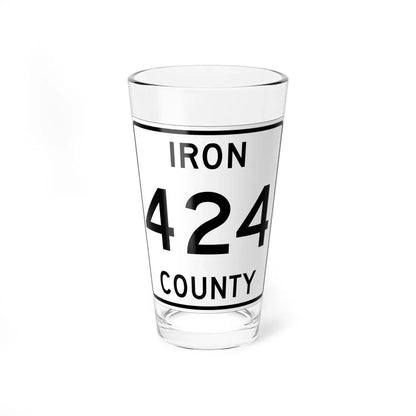 Michigan 424 Iron County (Michigan) (Road Sign) Pint Glass 16oz 16oz - Go Mug Yourself