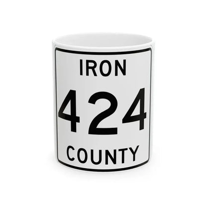 Michigan 424 Iron County (Michigan) (Road Sign) White Coffee Mug 11oz - Go Mug Yourself