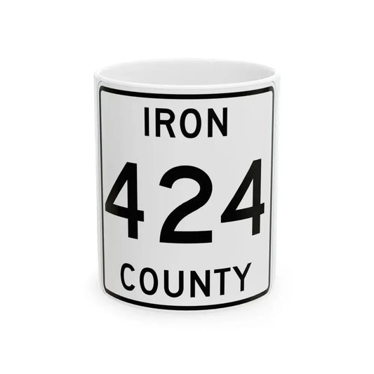 Michigan 424 Iron County (Michigan) (Road Sign) White Coffee Mug 11oz - Go Mug Yourself