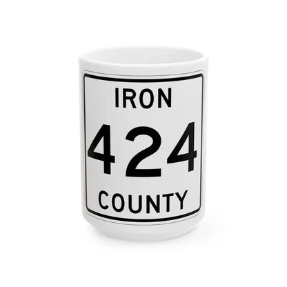 Michigan 424 Iron County (Michigan) (Road Sign) White Coffee Mug 15oz - Go Mug Yourself