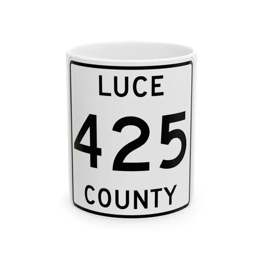 Michigan 425 Luce County (Michigan) (Road Sign) White Coffee Mug 11oz - Go Mug Yourself