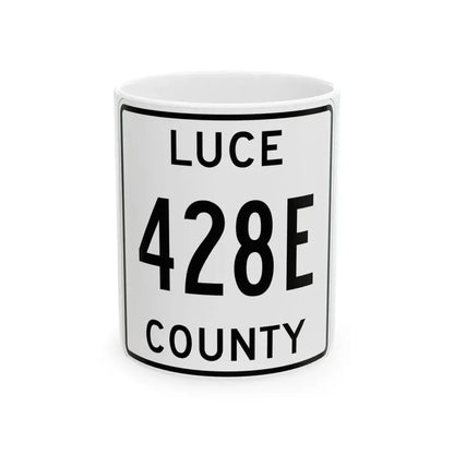 Michigan 428E Luce County (Michigan) (Road Sign) White Coffee Mug 11oz - Go Mug Yourself