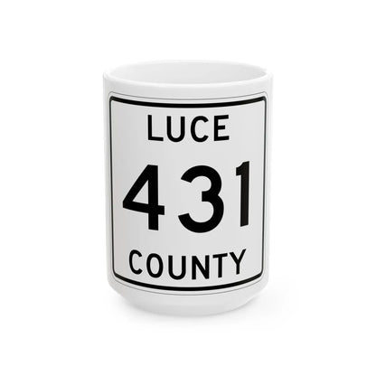 Michigan 431 Luce County (Michigan) (Road Sign) White Coffee Mug 15oz - Go Mug Yourself