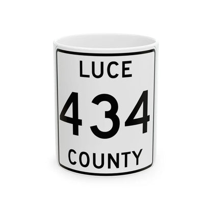 Michigan 434 Luce County (Michigan) (Road Sign) White Coffee Mug 11oz - Go Mug Yourself