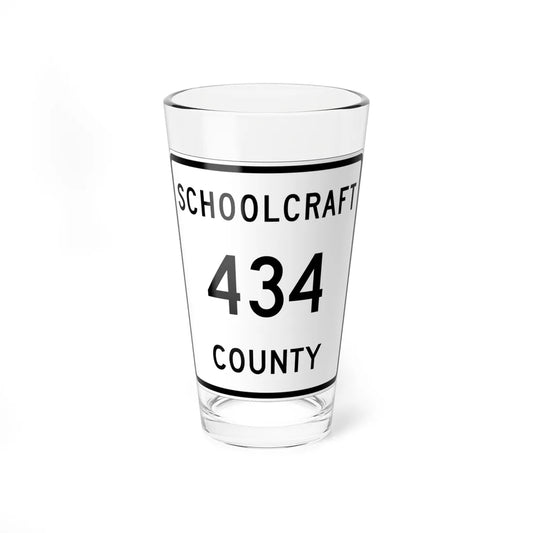 Michigan 434 Schoolcraft County (Michigan) (Road Sign) Pint Glass 16oz 16oz - Go Mug Yourself