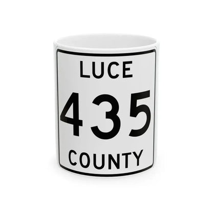 Michigan 435 Luce County (Michigan) (Road Sign) White Coffee Mug 11oz - Go Mug Yourself