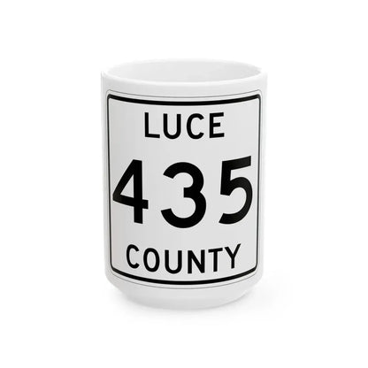 Michigan 435 Luce County (Michigan) (Road Sign) White Coffee Mug 15oz - Go Mug Yourself