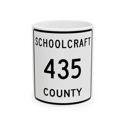 Michigan 435 Schoolcraft County (Michigan) (Road Sign) White Coffee Mug 11oz - Go Mug Yourself