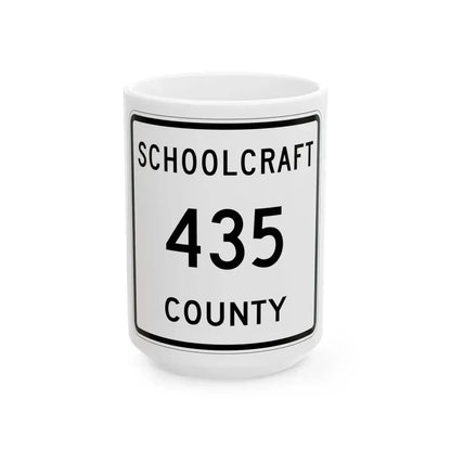 Michigan 435 Schoolcraft County (Michigan) (Road Sign) White Coffee Mug 15oz - Go Mug Yourself