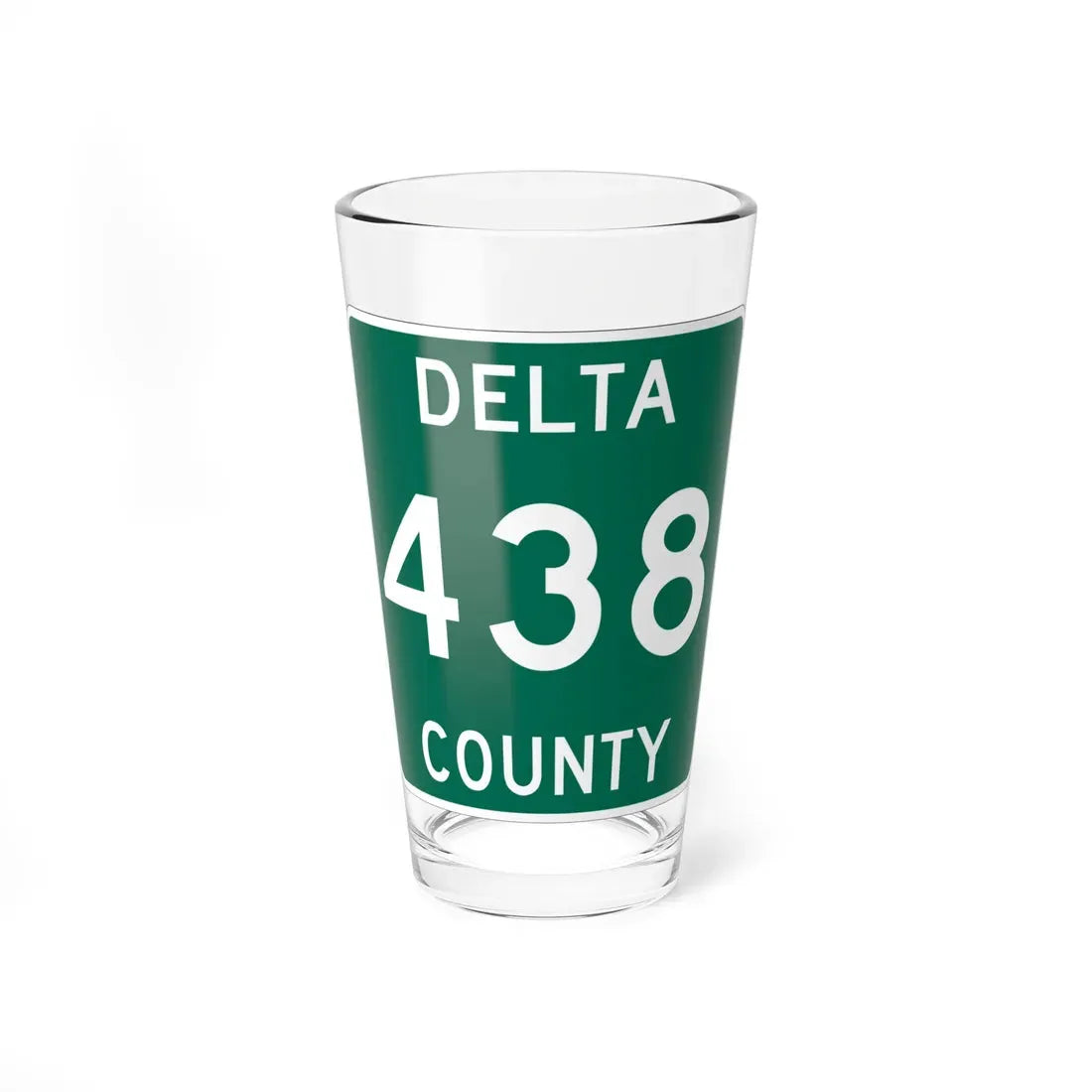 Michigan 438 Delta County (Michigan) (Road Sign) Pint Glass 16oz 16oz - Go Mug Yourself