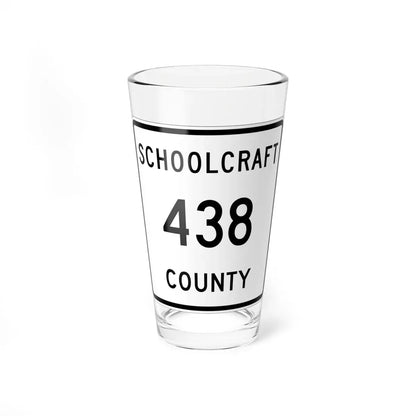 Michigan 438 Schoolcraft County (Michigan) (Road Sign) Pint Glass 16oz 16oz - Go Mug Yourself