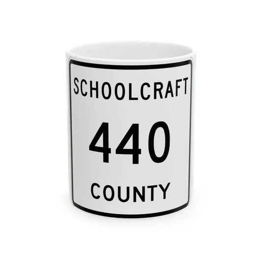 Michigan 440 Schoolcraft County (Michigan) (Road Sign) White Coffee Mug 11oz - Go Mug Yourself