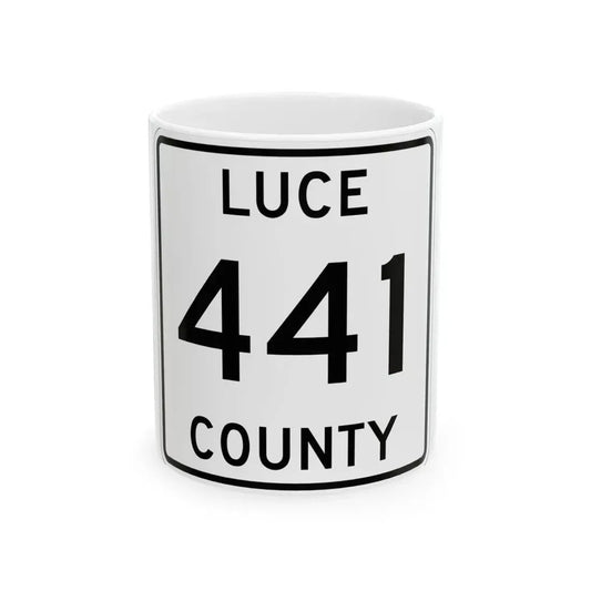 Michigan 441 Luce County (Michigan) (Road Sign) White Coffee Mug 11oz - Go Mug Yourself