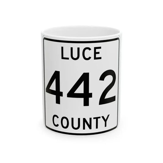 Michigan 442 Luce County (Michigan) (Road Sign) White Coffee Mug 11oz - Go Mug Yourself