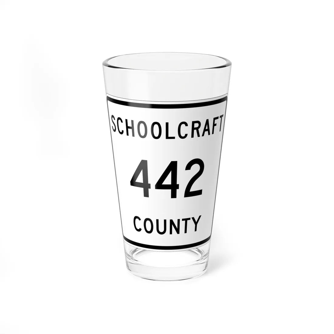 Michigan 442 Schoolcraft County (Michigan) (Road Sign) Pint Glss 16oz 16oz - Go Mug Yourself