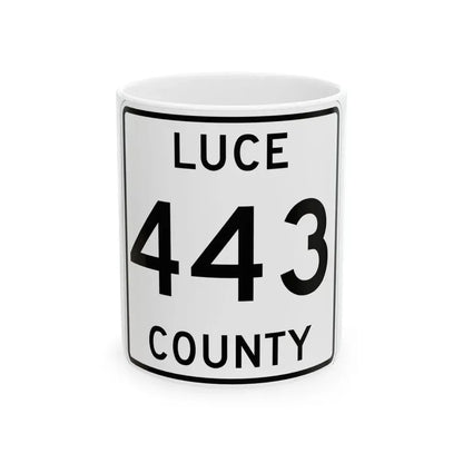 Michigan 443 Luce County (Michigan) (Road Sign) White Coffee Mug 11oz - Go Mug Yourself