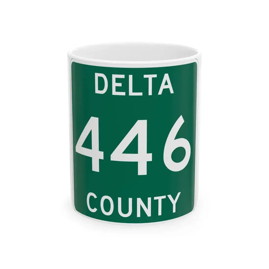 Michigan 446 Delta County (Michigan) (Road Sign) White Coffee Mug 11oz - Go Mug Yourself