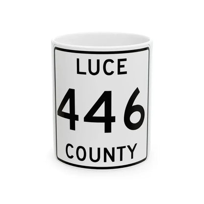 Michigan 446 Luce County (Michigan) (Road Sign) White Coffee Mug 11oz - Go Mug Yourself