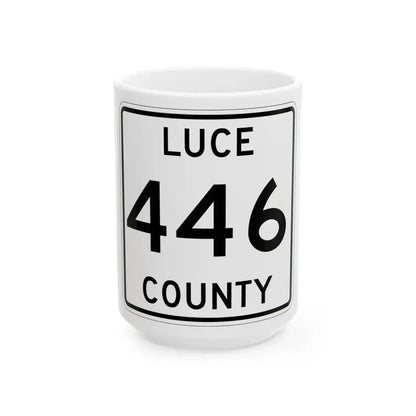 Michigan 446 Luce County (Michigan) (Road Sign) White Coffee Mug 15oz - Go Mug Yourself