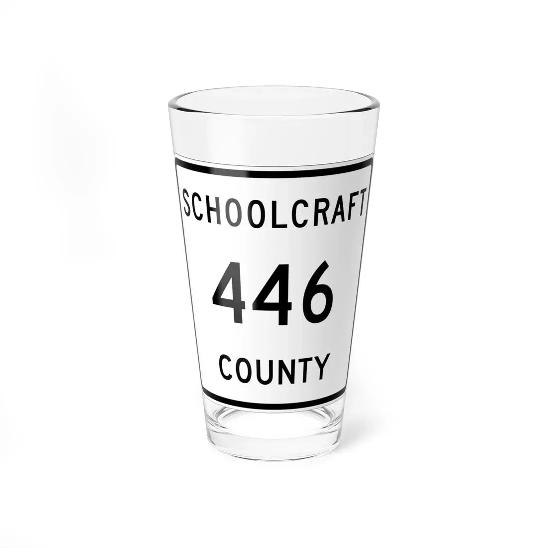 Michigan 446 Schoolcraft County (Michigan) (Road Sign) Pint Glass 16oz 16oz - Go Mug Yourself
