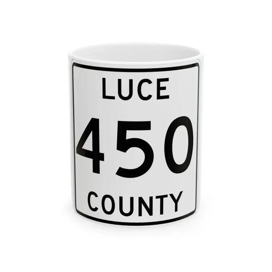 Michigan 450 Luce County (Michigan) (Road Sign) White Coffee Mug 11oz - Go Mug Yourself