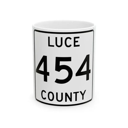 Michigan 454 Luce County (Michigan) (Road Sign) White Coffee Mug 11oz - Go Mug Yourself