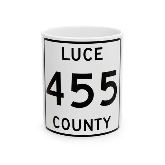Michigan 455 Luce County (Michigan) (Road Sign) White Coffee Mug 11oz - Go Mug Yourself