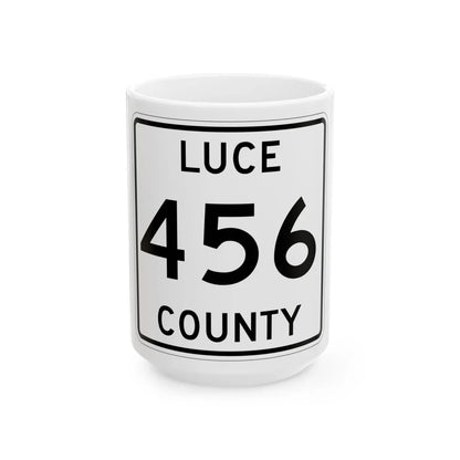 Michigan 456 Luce County (Michigan) (Road Sign) White Coffee Mug 15oz - Go Mug Yourself