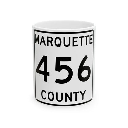 Michigan 456 Marquette County (Michigan) (Road Sign) White Coffee Mug 11oz - Go Mug Yourself
